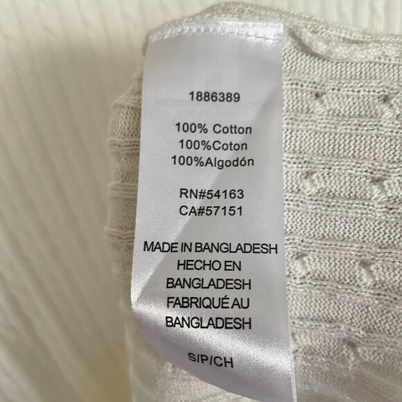 NEW Tommy Hilfiger Womens Cotton Cable Knit Sweater S White Ivory NWOT - Picture 5 of 7